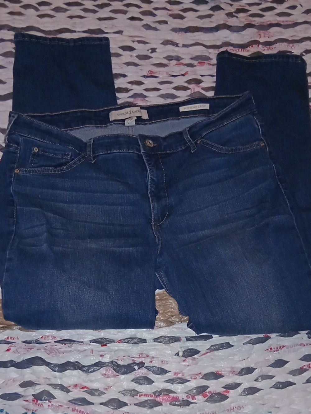 Vintage America Women's Skinny Jeans in Dark Blue Wash